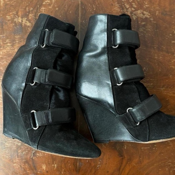 Rare Isabel Marant Scarlet Black Ponyhair wedge heels/boots - Picture 4 of 6